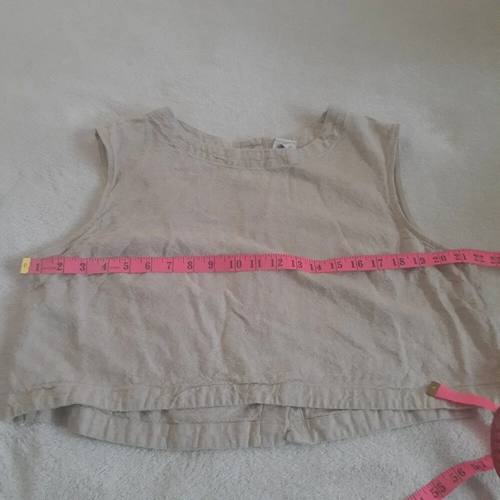 A New Day Women's Size XL Sand Beige Linen Blend Sleeveless Cropped Top - Picture 9 of 9